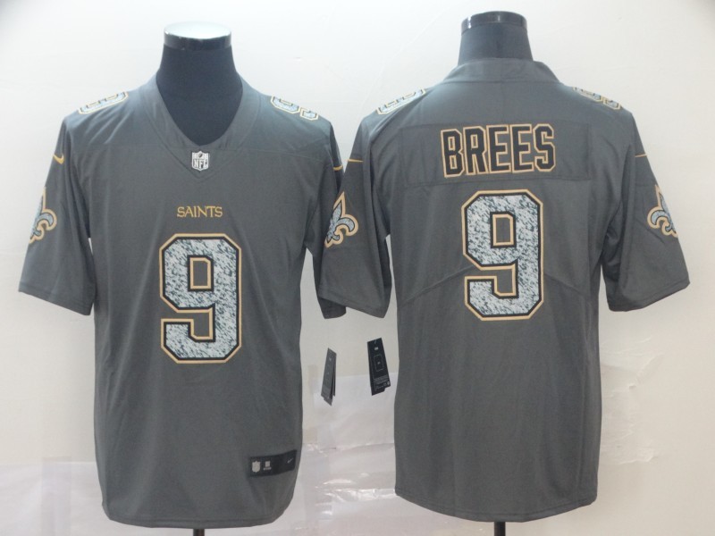 Men's New Orleans Saints Drew Brees #9 Gray Jersey